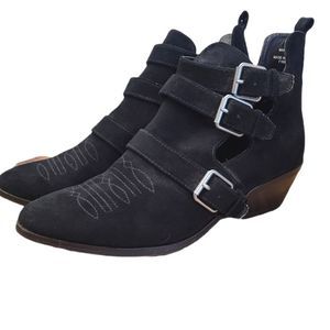 Black Faux Suede Buckle Booties size 8